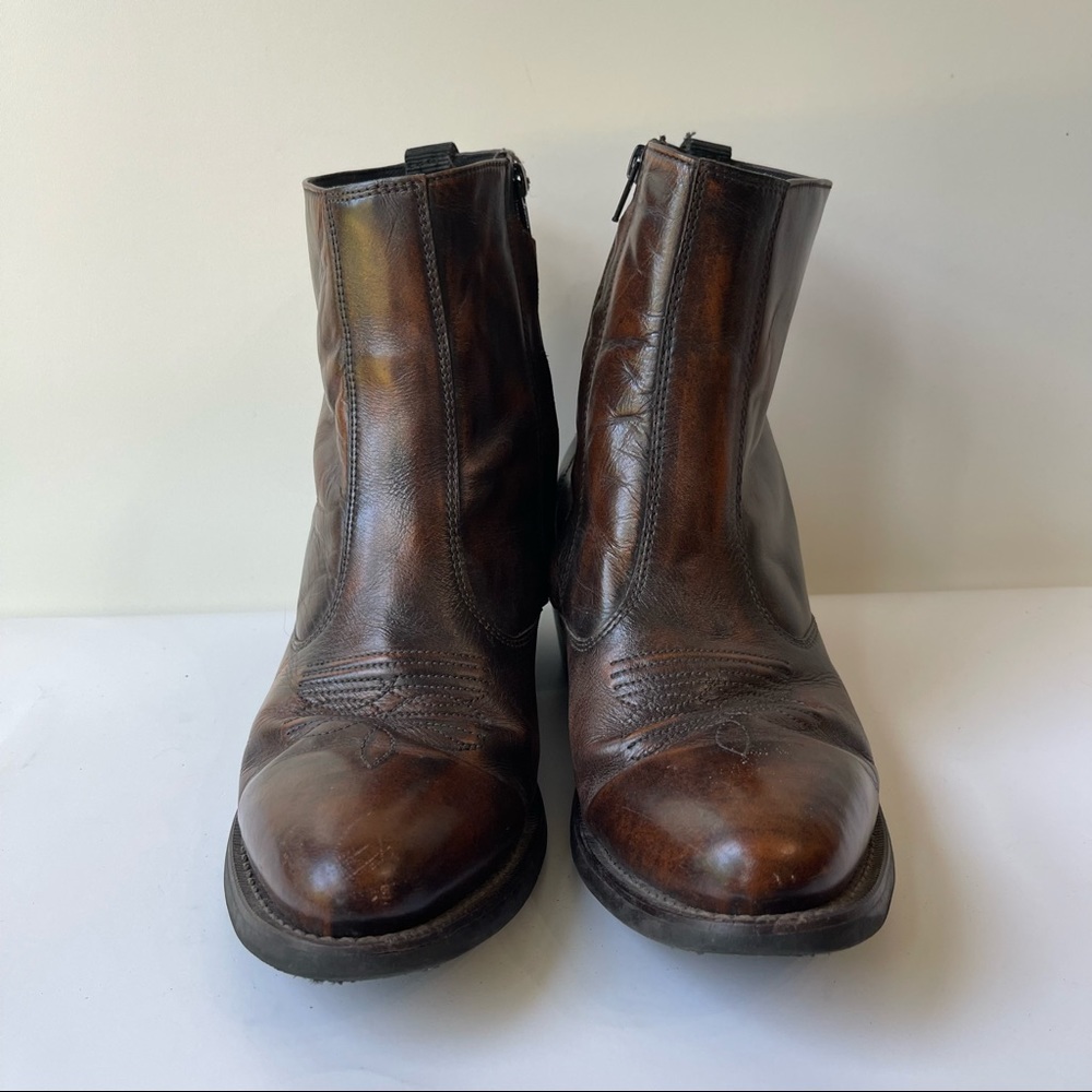 Laredo Fletcher Leather Round Toe Brown Western Cowboy Boots; 8.5